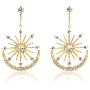 Moon and Star Drop Earrings